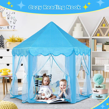 Prince Castle Play Tent House With Fairy Lights - Blue